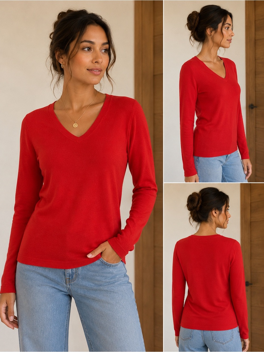 Nike Red V-Neck Women's Sweater